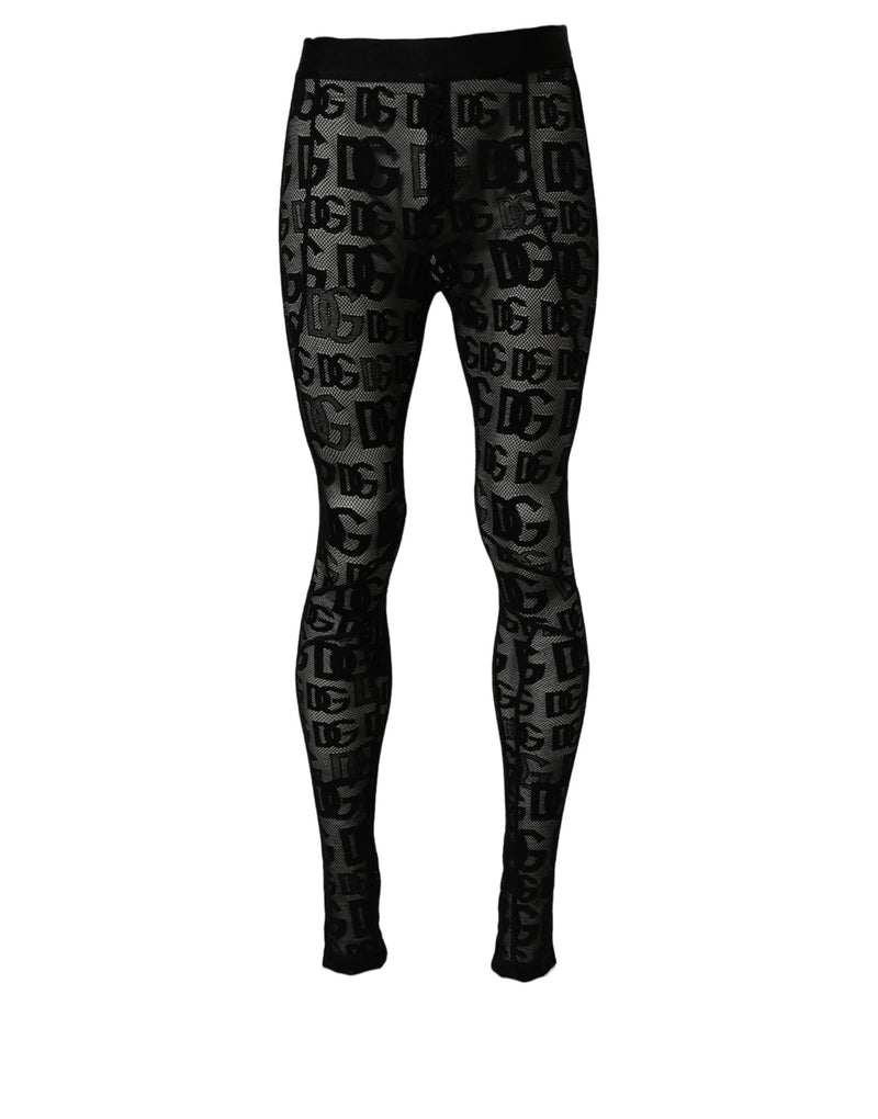 Collants et sous-vêtements transparents Dolce & Gabbana noirs à imprimé logo intégral