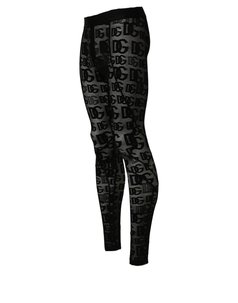 Collants et sous-vêtements transparents Dolce & Gabbana noirs à imprimé logo intégral