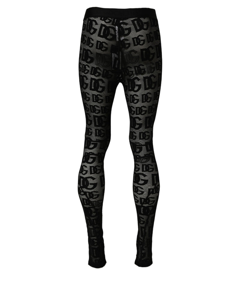 Collants et sous-vêtements transparents Dolce & Gabbana noirs à imprimé logo intégral