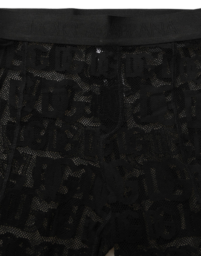 Collants et sous-vêtements transparents Dolce & Gabbana noirs à imprimé logo intégral