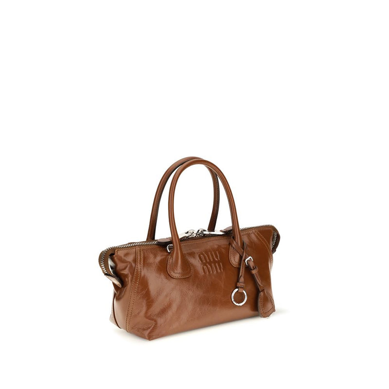 Sac à main Miu Miu en cuir de veau marron
