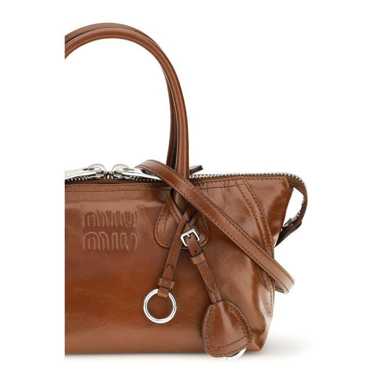 Sac à main Miu Miu en cuir de veau marron