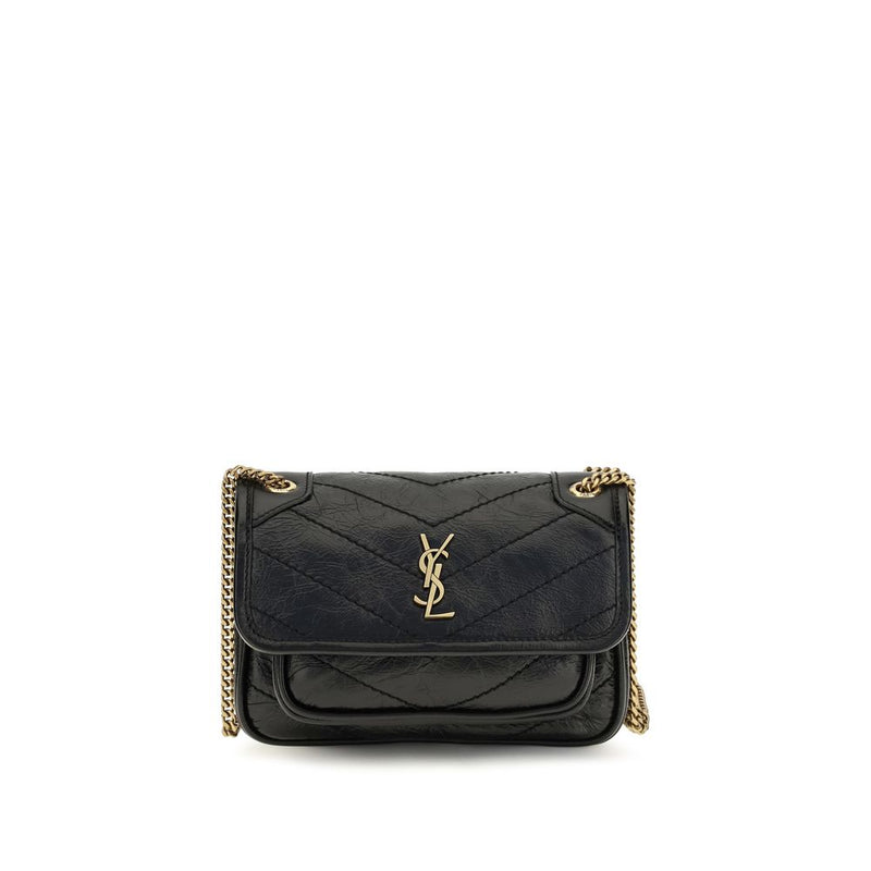 Sac bandoulière Saint Laurent Bos Taurus en cuir de veau noir