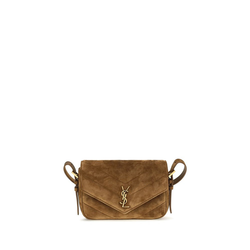 Sac à bandoulière Saint Laurent en cuir suédé marron