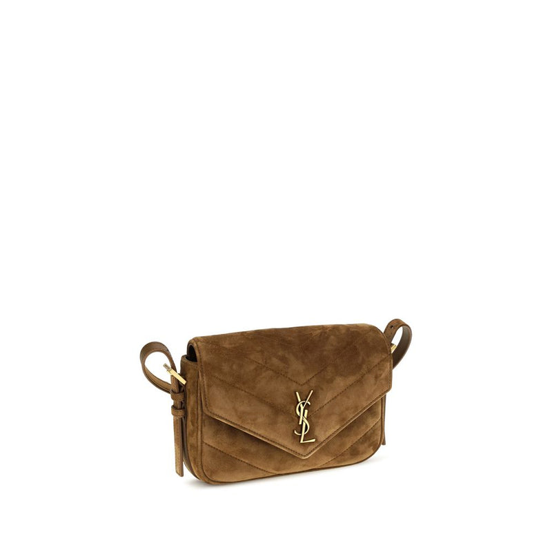 Sac à bandoulière Saint Laurent en cuir suédé marron