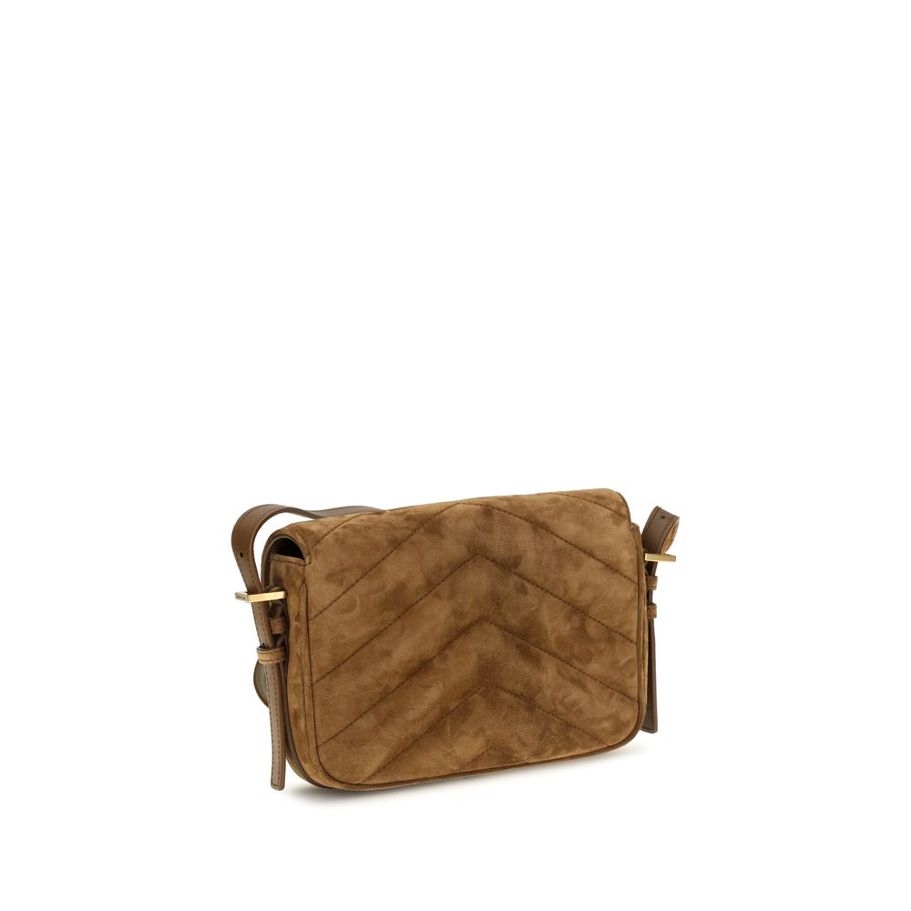 Sac à bandoulière Saint Laurent en cuir suédé marron