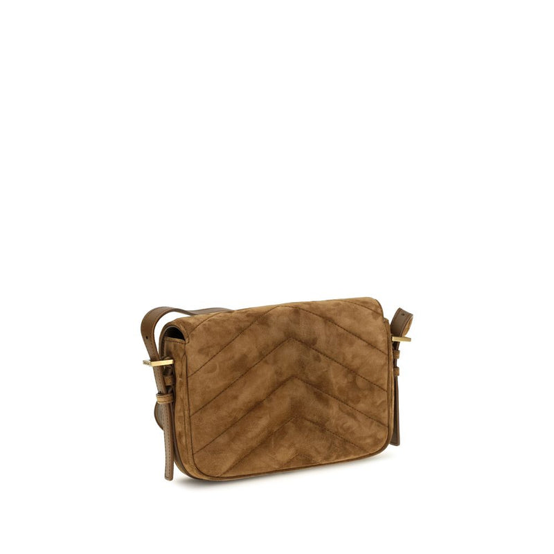Sac à bandoulière Saint Laurent en cuir suédé marron