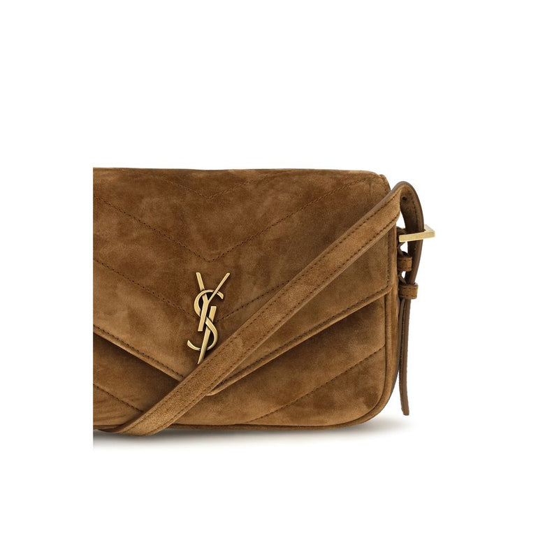 Sac à bandoulière Saint Laurent en cuir suédé marron