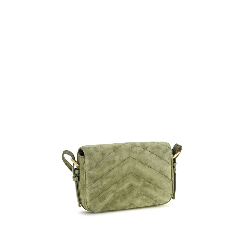 Sac porté épaule bicolore en cuir velours Saint Laurent