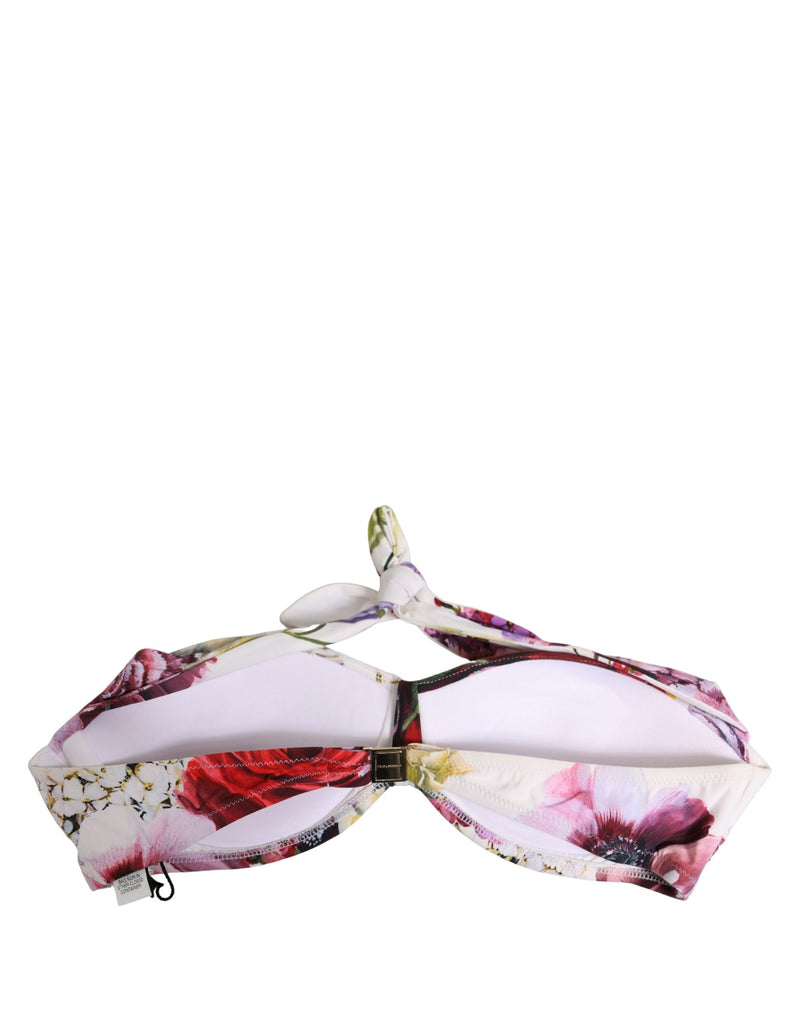 Haut de bikini Dolce & Gabbana en nylon imprimé floral blanc