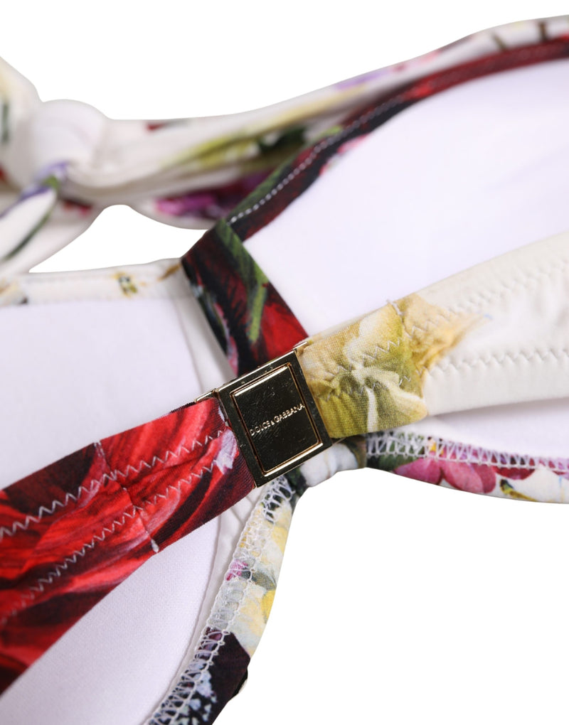 Haut de bikini Dolce & Gabbana en nylon imprimé floral blanc
