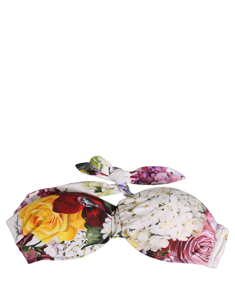 Haut de bikini Dolce & Gabbana en nylon imprimé floral blanc