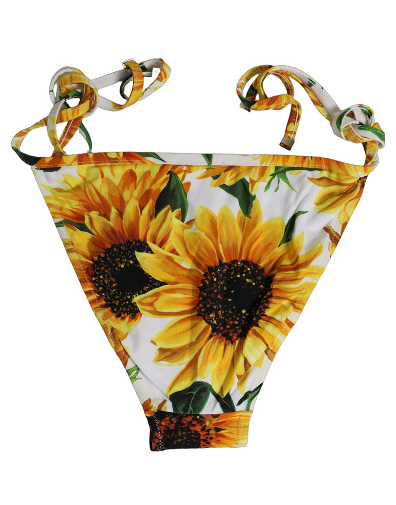 Bas de bikini Dolce & Gabbana en nylon blanc imprimé tournesols