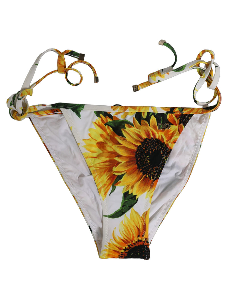 Bas de bikini Dolce & Gabbana en nylon blanc imprimé tournesols