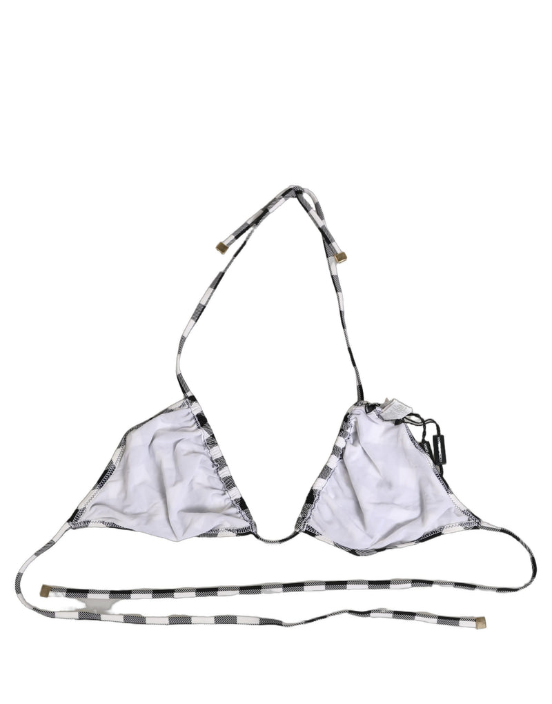 Haut de bikini de plage à carreaux noir et blanc Dolce & Gabbana