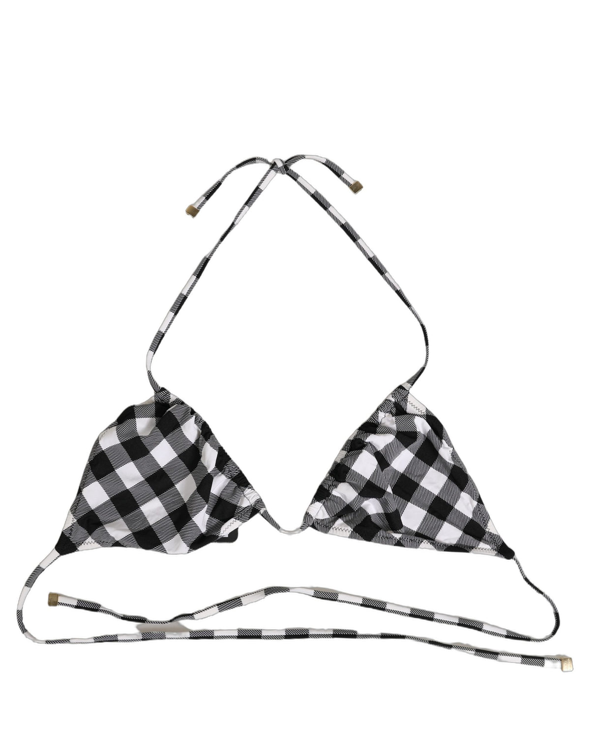 Haut de bikini de plage à carreaux noir et blanc Dolce & Gabbana