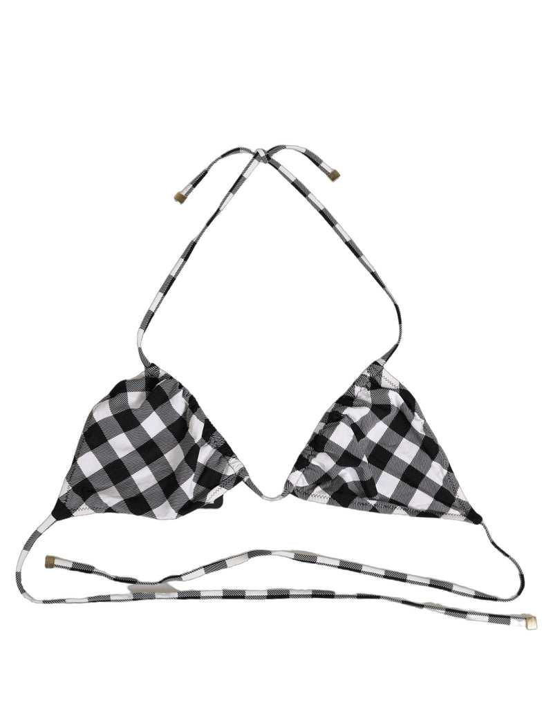 Haut de bikini de plage à carreaux noir et blanc Dolce & Gabbana