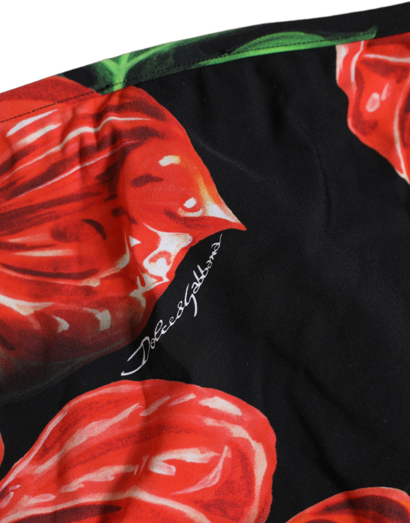 Bas de bikini de plage en nylon à imprimé floral noir Dolce & Gabbana