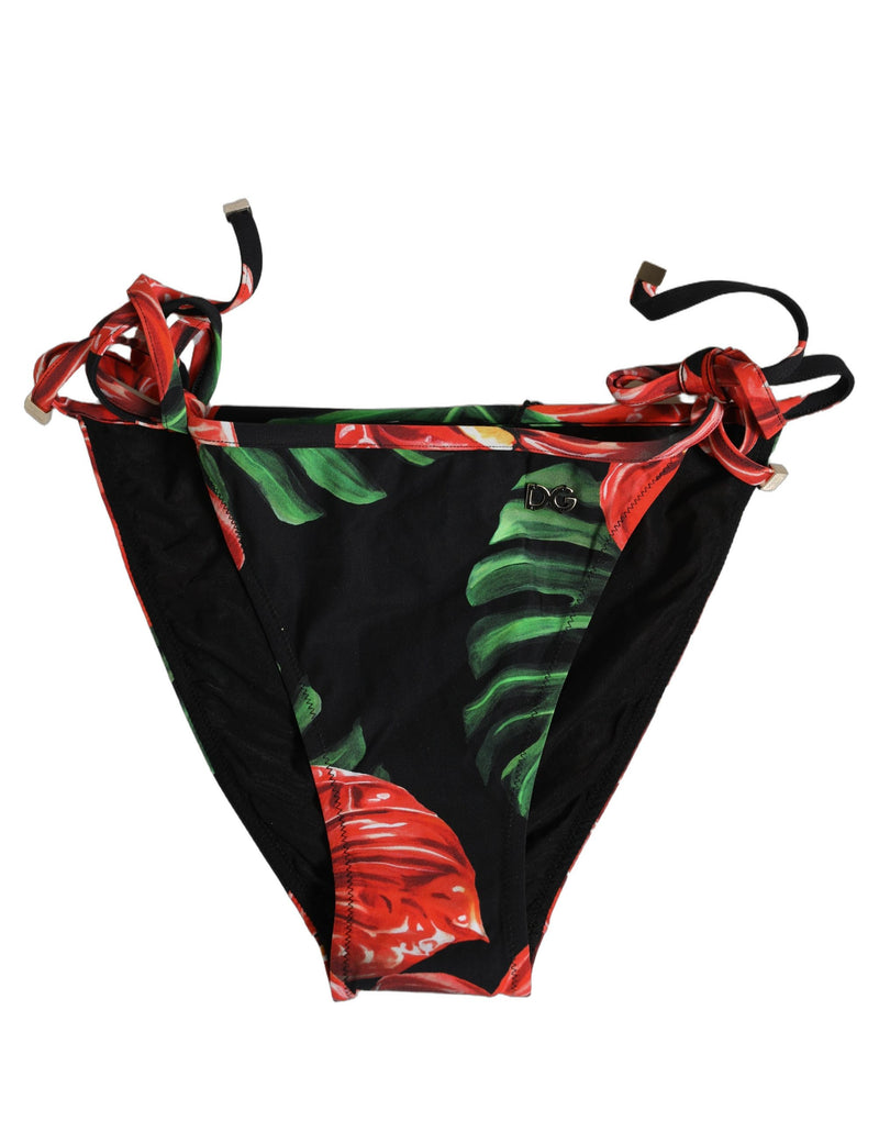 Bas de bikini de plage en nylon à imprimé floral noir Dolce & Gabbana