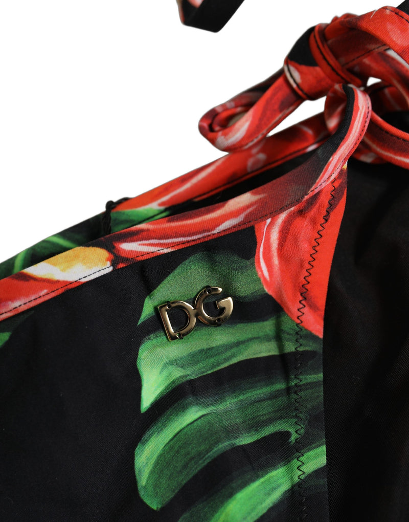 Bas de bikini de plage en nylon à imprimé floral noir Dolce & Gabbana