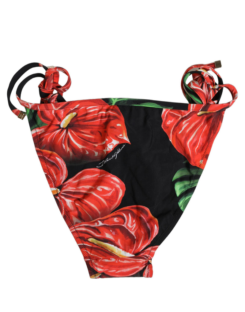 Bas de bikini de plage en nylon à imprimé floral noir Dolce & Gabbana
