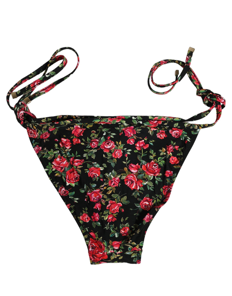 Bas de bikini de plage en nylon à imprimé floral noir Dolce & Gabbana