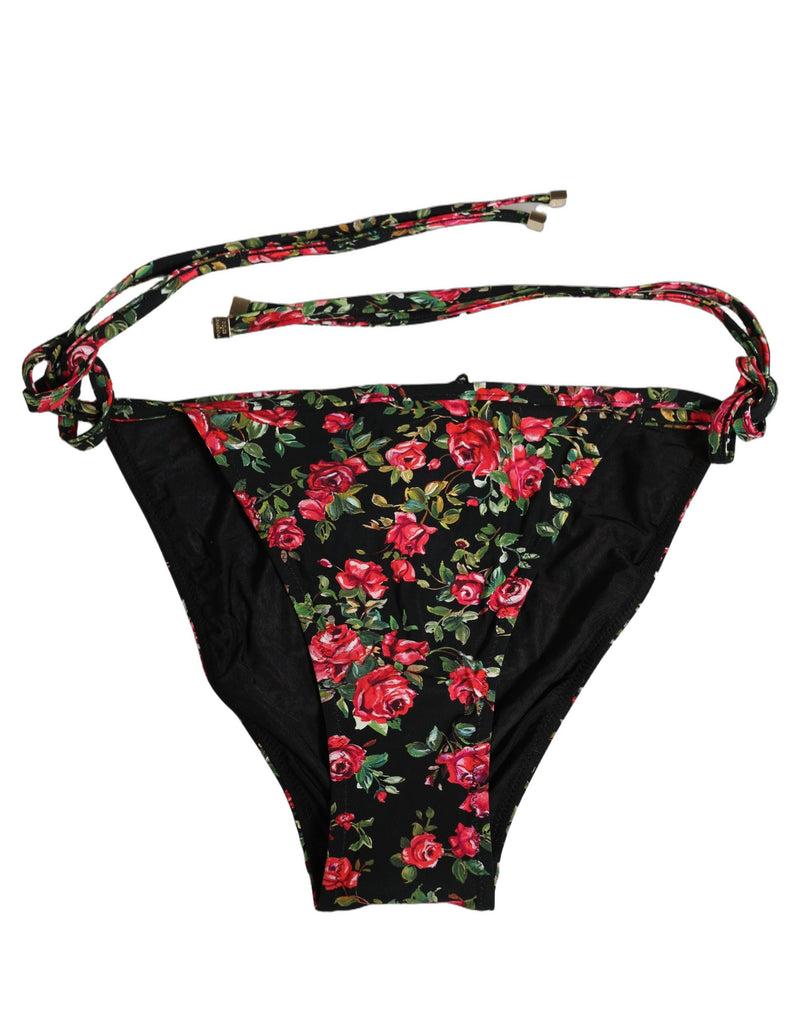 Bas de bikini de plage en nylon à imprimé floral noir Dolce & Gabbana