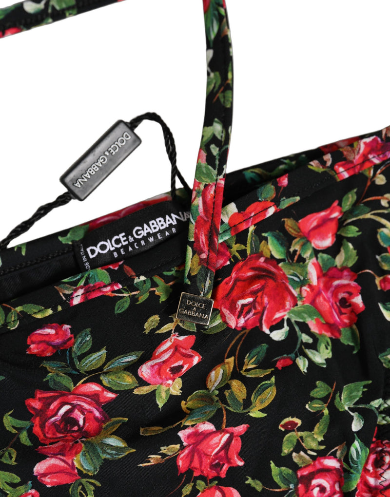 Bas de bikini de plage en nylon à imprimé floral noir Dolce & Gabbana