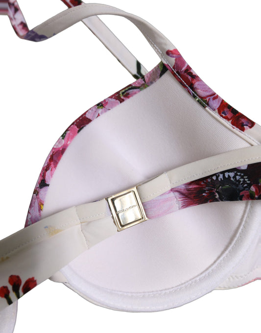 Haut de bikini Dolce & Gabbana en nylon imprimé floral blanc