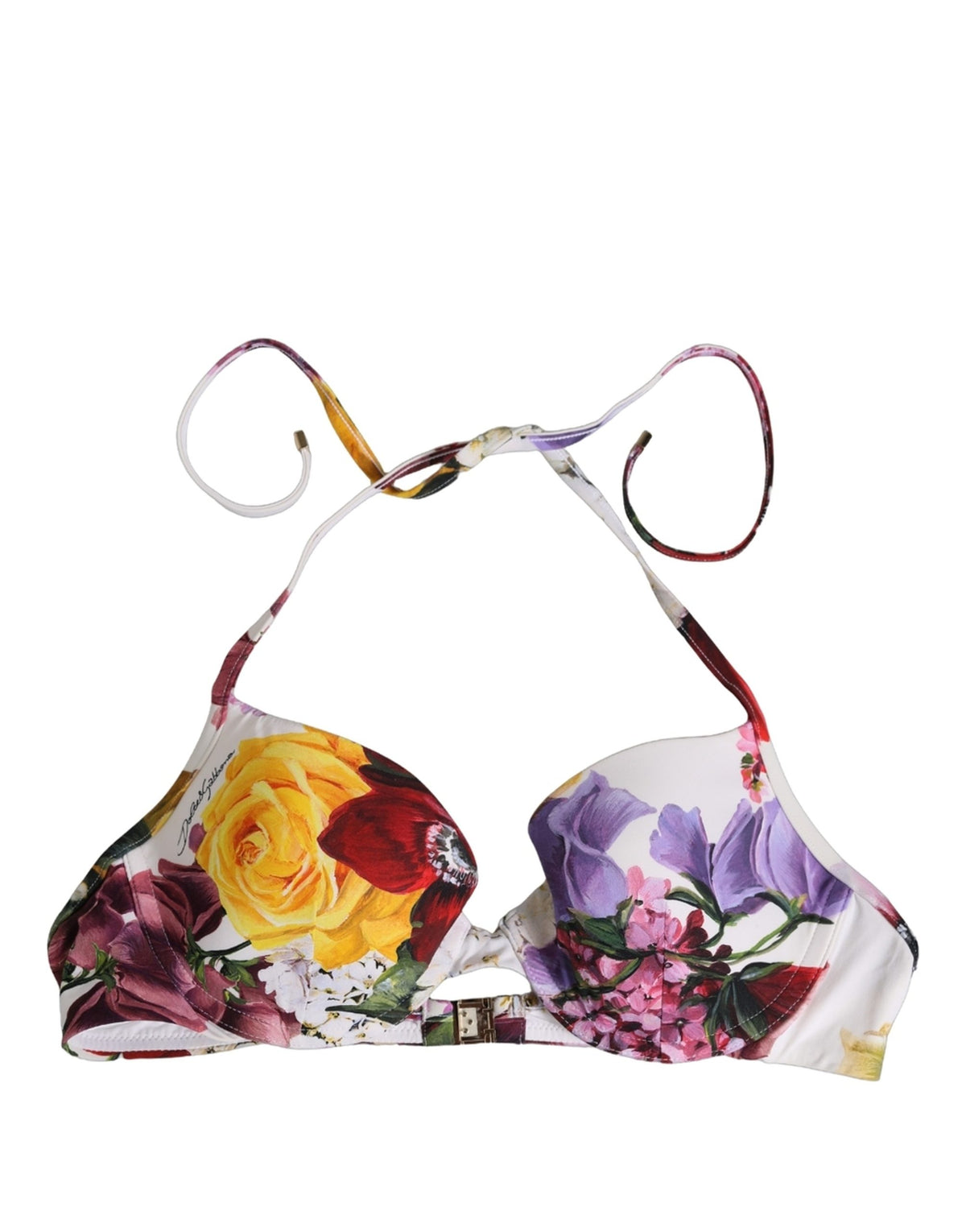 Haut de bikini Dolce & Gabbana en nylon imprimé floral blanc