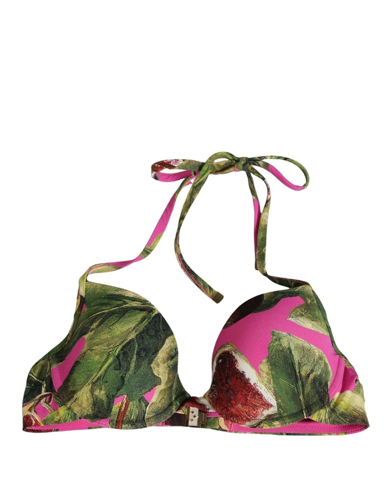 Haut de bikini de plage à imprimé figue fuchsia rose Dolce & Gabbana