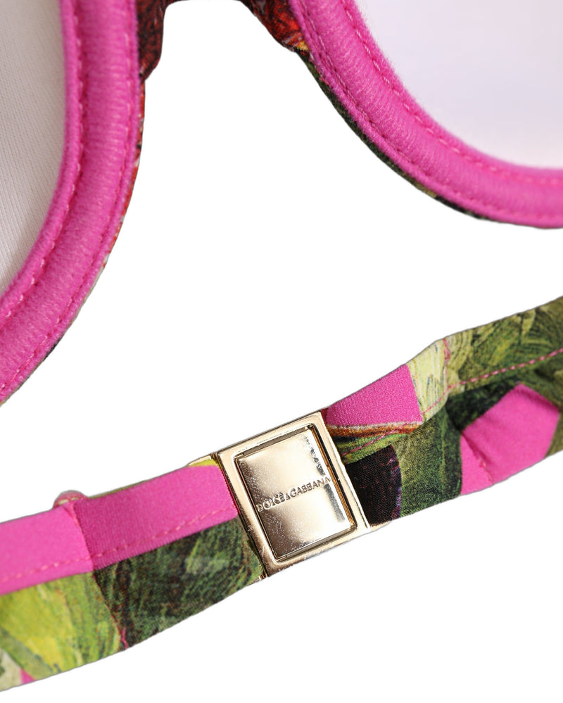 Haut de bikini de plage à imprimé figue fuchsia rose Dolce & Gabbana