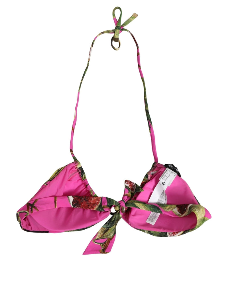 Haut de bikini de plage à imprimé figue fuchsia rose Dolce & Gabbana