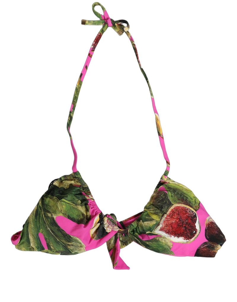 Haut de bikini de plage à imprimé figue fuchsia rose Dolce & Gabbana