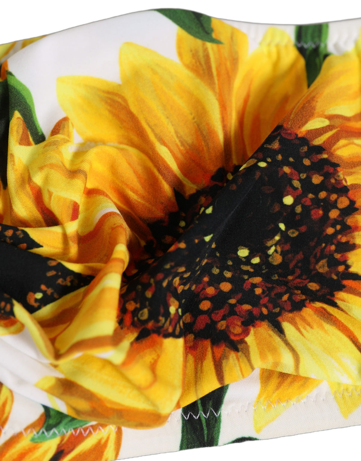 Haut de bikini bandeau de plage imprimé tournesol blanc Dolce & Gabbana