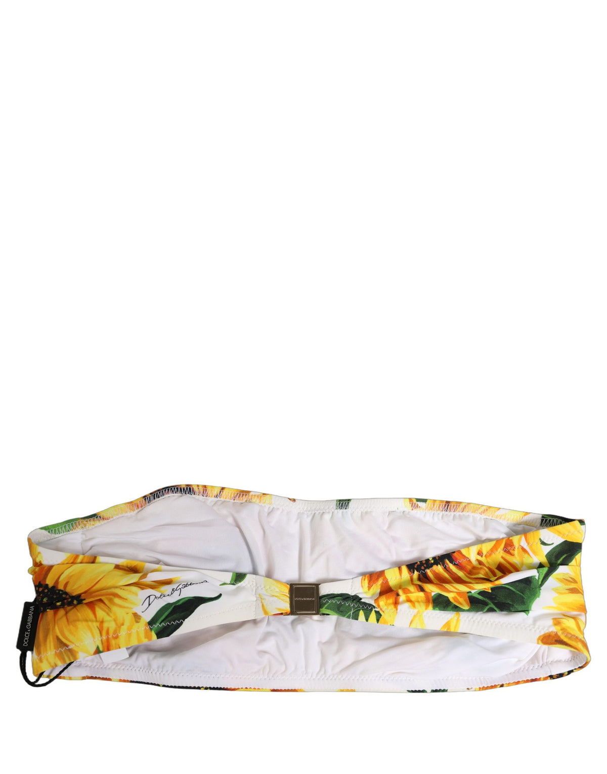 Haut de bikini bandeau de plage imprimé tournesol blanc Dolce & Gabbana