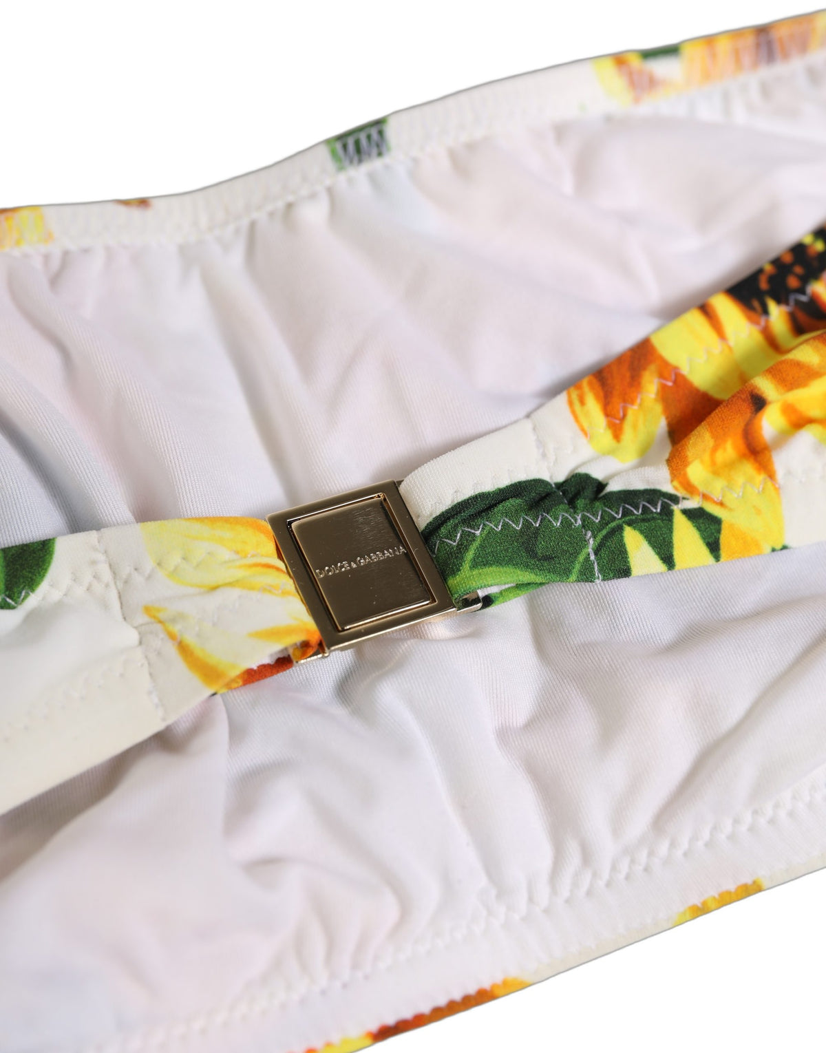 Haut de bikini bandeau de plage imprimé tournesol blanc Dolce & Gabbana