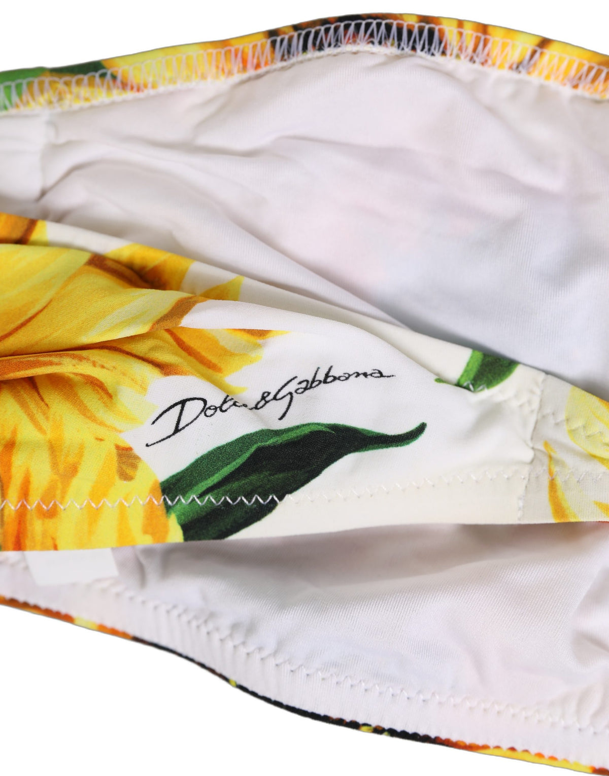 Haut de bikini bandeau de plage imprimé tournesol blanc Dolce & Gabbana