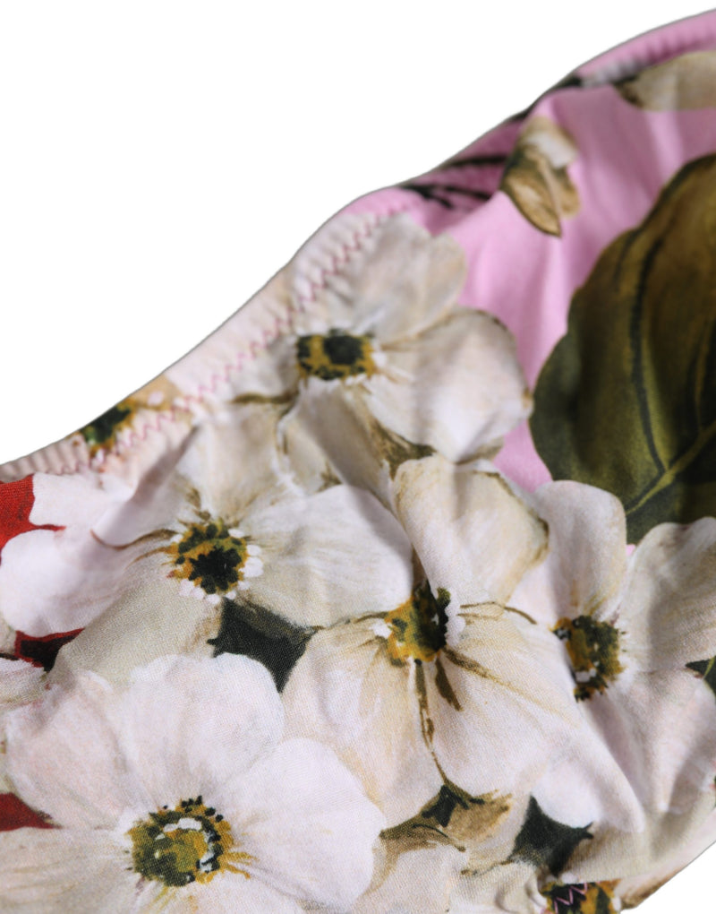 Haut de bikini bandeau de plage imprimé floral rose Dolce & Gabbana
