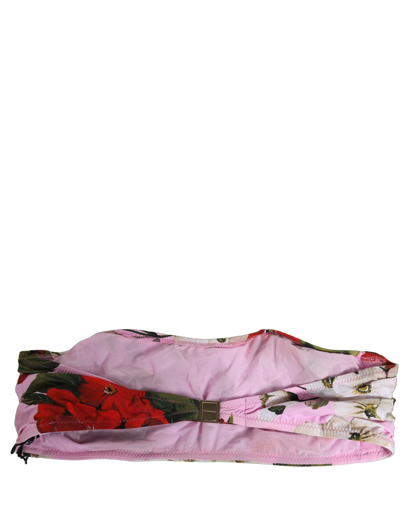 Haut de bikini bandeau de plage imprimé floral rose Dolce & Gabbana