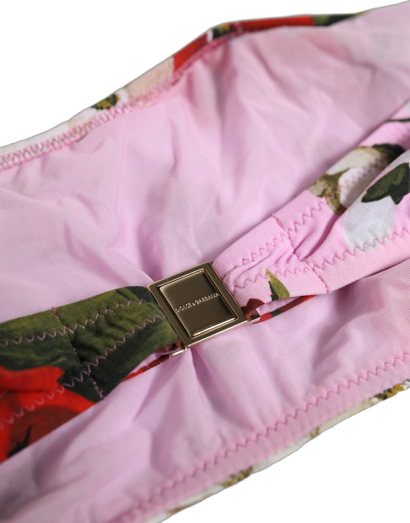 Haut de bikini bandeau de plage imprimé floral rose Dolce & Gabbana