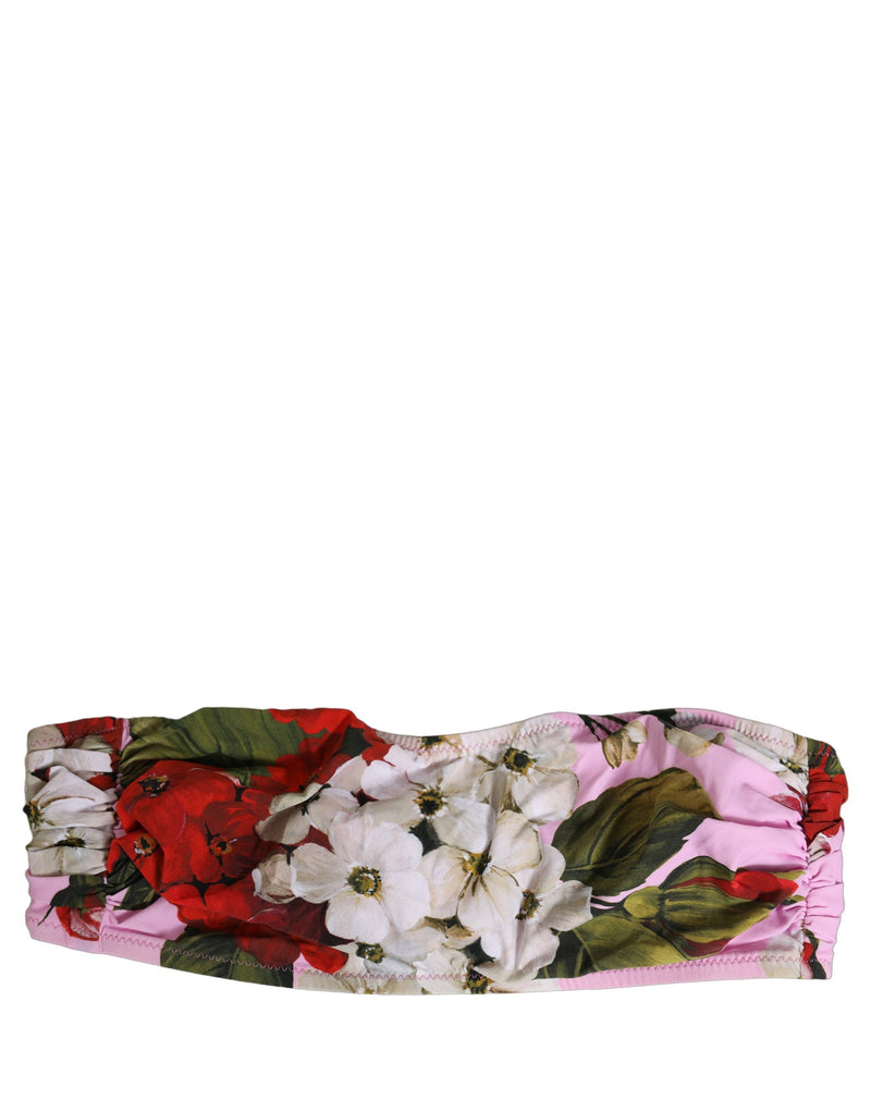 Haut de bikini bandeau de plage imprimé floral rose Dolce & Gabbana