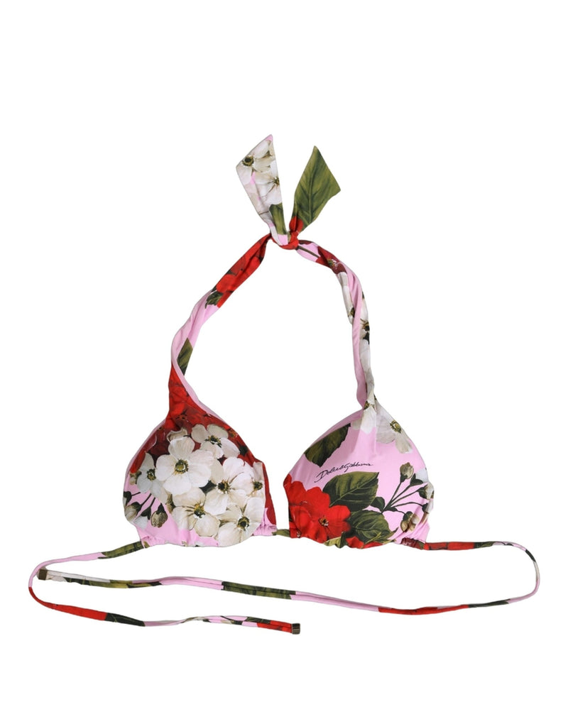 Haut de bikini de plage triangulaire Dolce & Gabbana rose imprimé floral