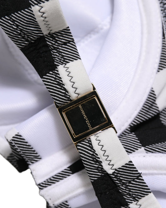 Haut de bikini Dolce & Gabbana motif vichy noir et blanc