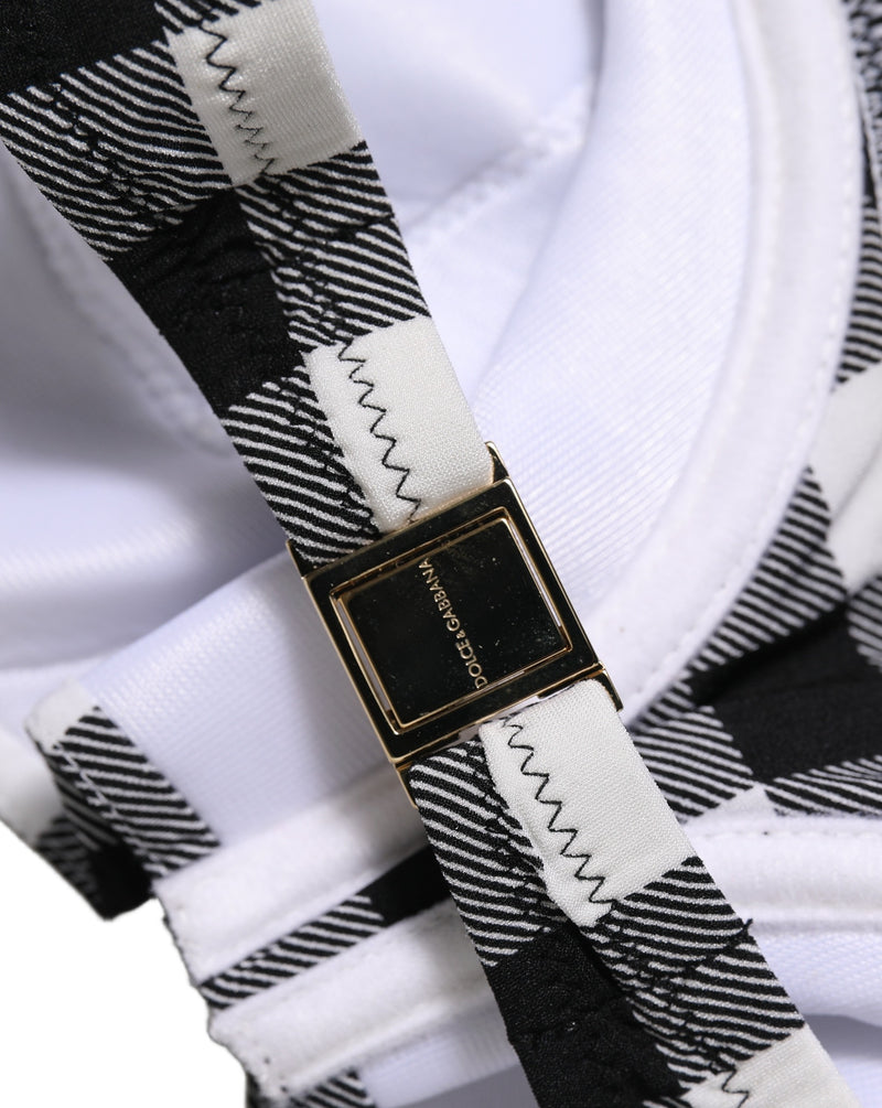 Haut de bikini Dolce & Gabbana motif vichy noir et blanc