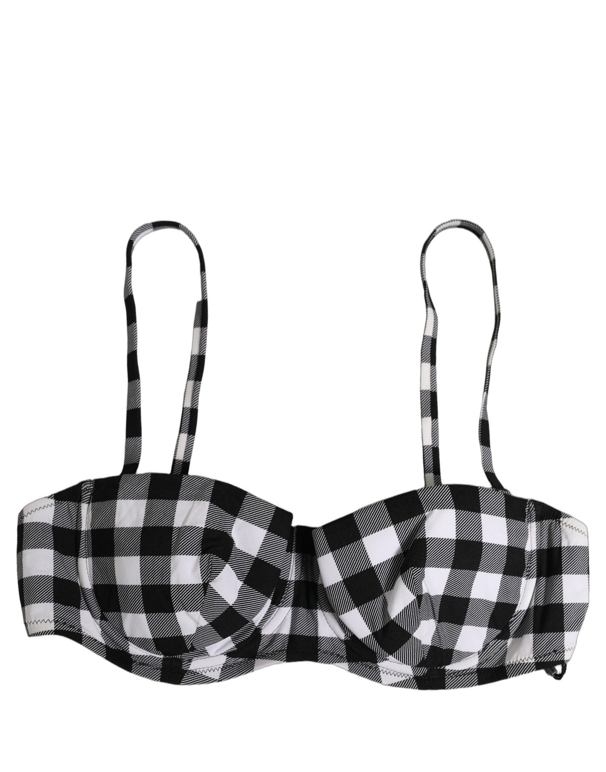 Haut de bikini Dolce & Gabbana motif vichy noir et blanc