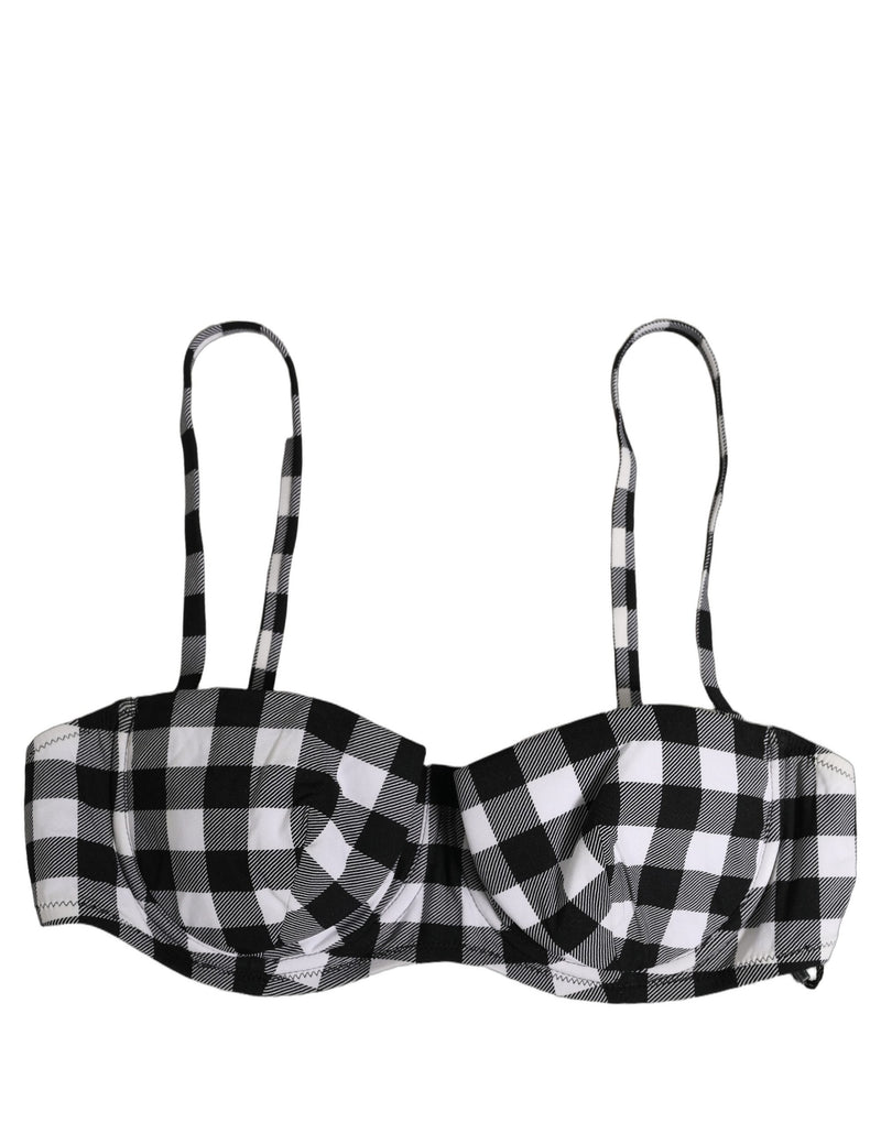 Haut de bikini Dolce & Gabbana motif vichy noir et blanc