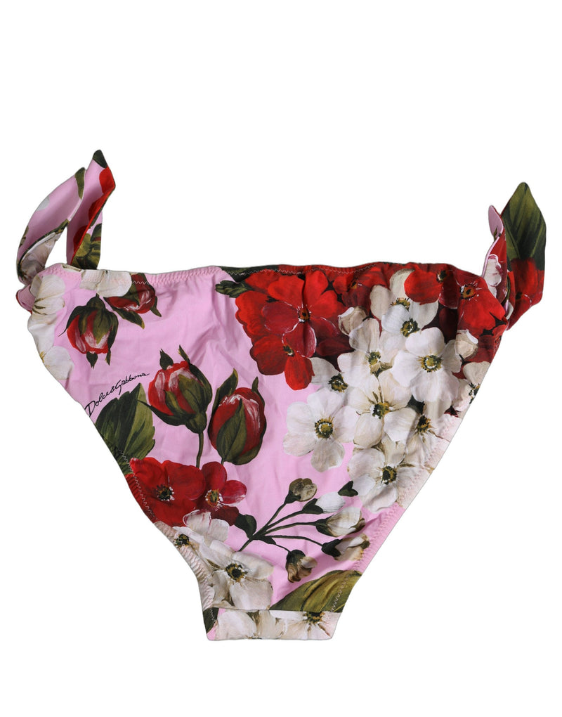 Dolce & Gabbana Bas de bikini rose floral à nouer sur les côtés