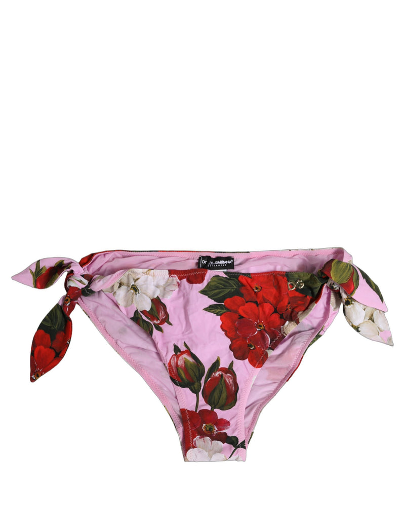 Dolce & Gabbana Bas de bikini rose floral à nouer sur les côtés