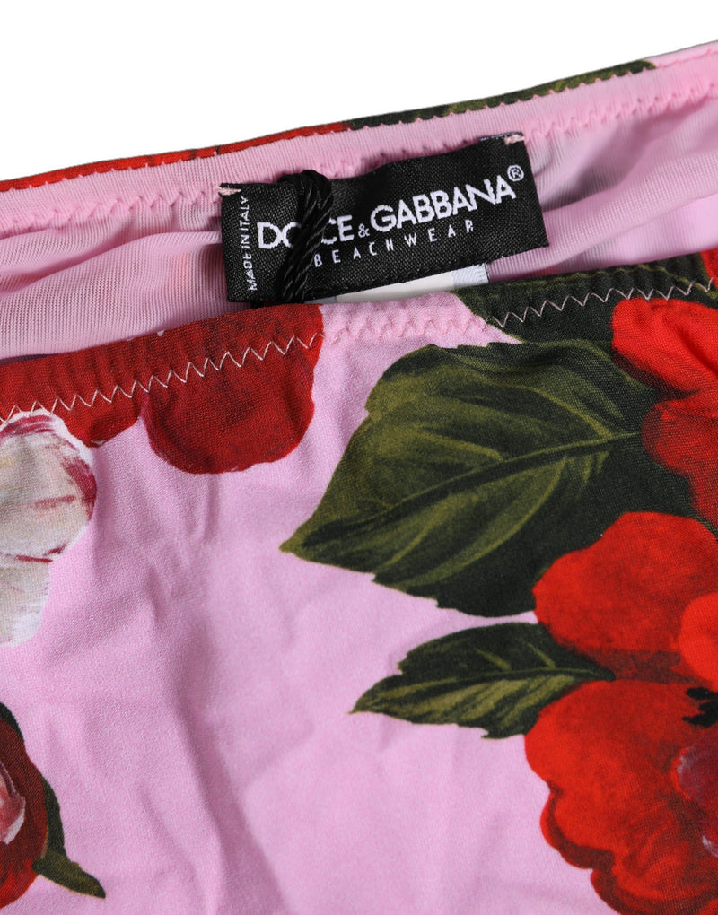 Dolce & Gabbana Bas de bikini rose floral à nouer sur les côtés